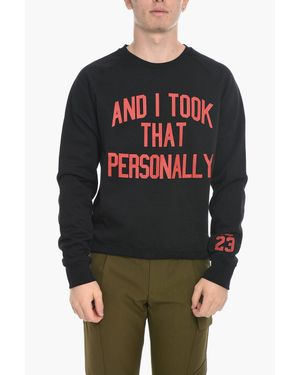 Scrimmage Cotton Blend Crew-Neck Sweatshirt With Contrasting Print - Gray