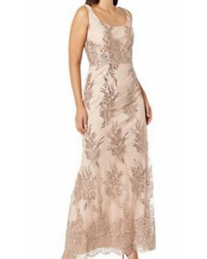 Ignite Evenings Sequin Lace Beaded Gown - Natural