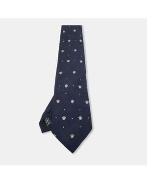 Versace Vintage Medusa Motif Silk Traditional Tie - Blue