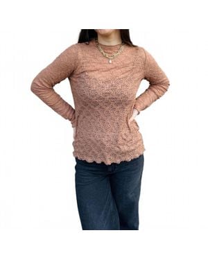 EsQualo Long Sleeve Lace Top - Blue