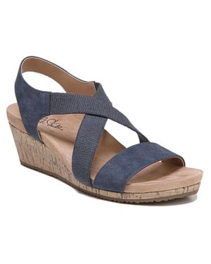 LifeStride Mexico Slingback Slip On Wedge Sandals - Blue