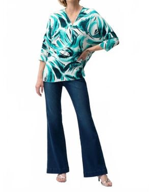 Joseph Ribkoff Abstract Print Zip Tunic Top - Blue