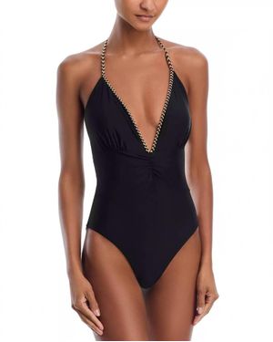 Ramy Brook Madison Plunging Neck Swimsuit - Blue
