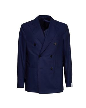 Caruso Aida Nuvola Double Breasted Blazer - Blue