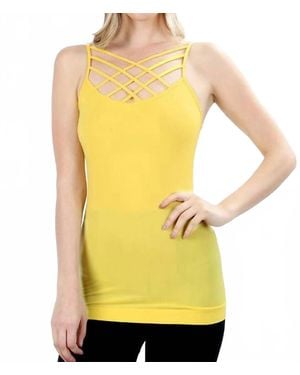 Zenana Seamless Triple Criss Cross Cami Top - Yellow