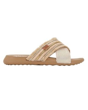 HEYDUDE Christi Slide Fringe Sandal - White