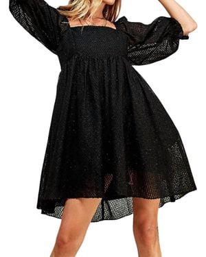 Sweet Lemon Taylor Babydoll Shimmer Texture Dress - Black