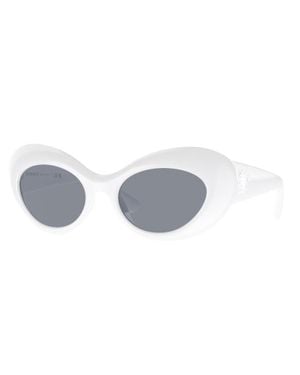 Versace Oval Full Rim, With A Havana Frame And Dark Lens - White