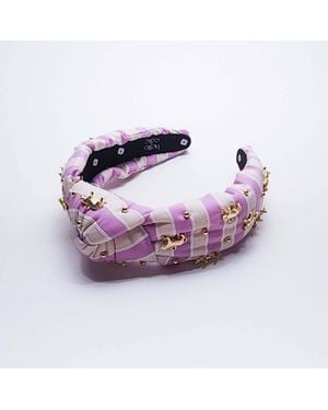 Hello Edie Striped Tiger Knot Headband - Purple