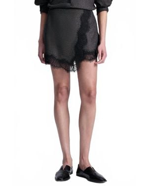 A.L.C. Sophia Wool Marled Lace Mini Skirt - Black