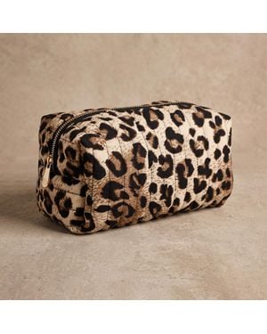 Fashnzfab Leopard Print Quilted Puffer Cosmetic Pouch Bag - Metallic