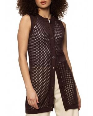 Sanctuary Long Openwork Vest - Brown
