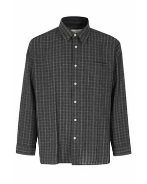 sunflower Anthracite Stable Classic Collar Viscose-Blend Shirt - Black