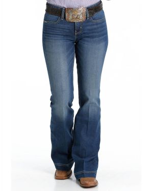 Cinch Lynden Stretch Trouser Mid Rise Slim Fit Flare Leg Jeans - Blue
