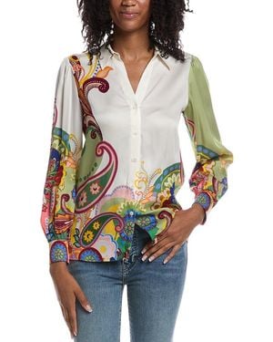 Tahari The Olivia Celestial Paisley Blouse - Black