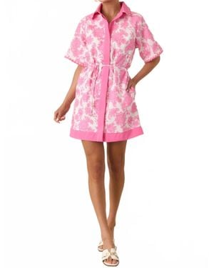 Strut & Bolt Crochet Trim Shirt Dress - Pink