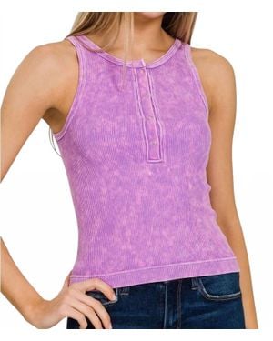 Zenana Wayside Ribbed Seamless Tank Top - Purple