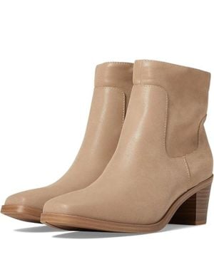 MIA Tasia Boots Leather Block Heel Ankle Bootie Htat208 - Natural