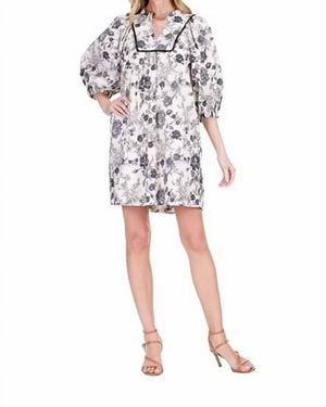 J joy Front Yolk Trim Dress - Multicolor