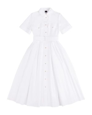 Fay Midi Structured Collar Belted Dress - White