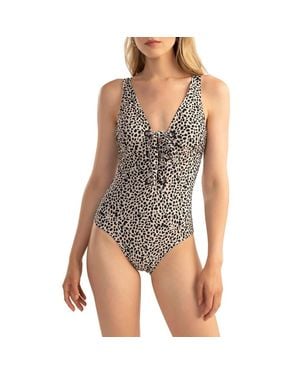 Shoshanna Pony Lace Up One Piece - Brown