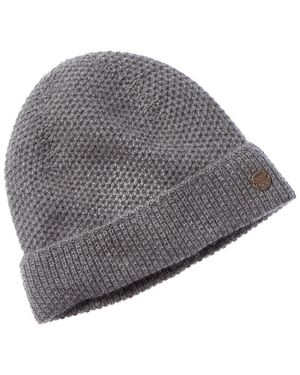 Bruno Magli Honeycomb Stitched Cuffed Cashmere Hat - Gray