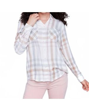 Charlie b Plaid Long Sleeve Button Shirt - White