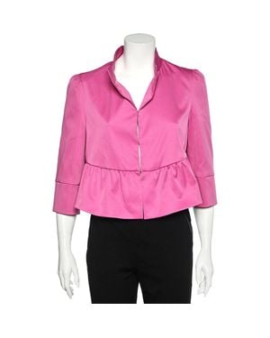 Armani Collezioni Sateen Ruffled Cropped Jacket - Pink