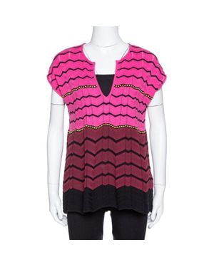 Missoni Zig Zag Knit Flared Top - Purple