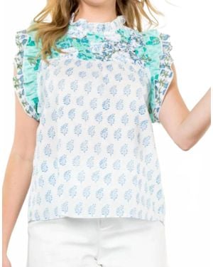 Thml Flutter Sleeve Print Top - Blue