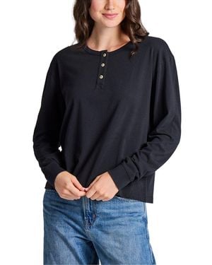 Life Is Good. Long Sleeve Crusher Boxy Henley - Blue