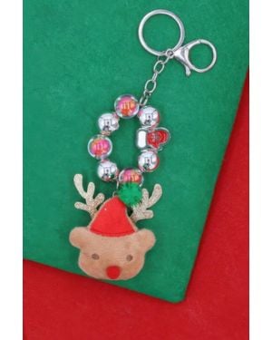 Fashnzfab Reindeer Santa Christmas Keychain Charm - Green