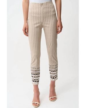 Joseph Ribkoff Geometric Print Straight Ankle Pants - Natural