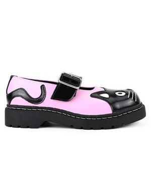 T.U.K Footwear Tuk Kitty Leather Platform Goth Open Shoes - Black