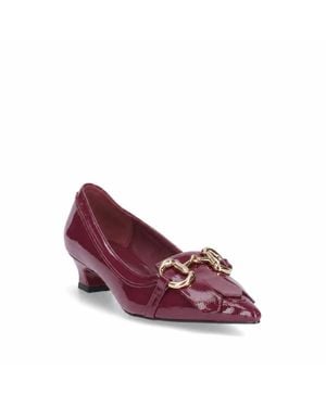 Exe' Patent Chain-Bit Pointed Toe Pump Heels - Purple