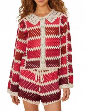 FARM Rio Colorful Crochet Tiles Shorts - Red