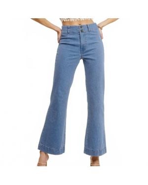 Le Miel High Waist Wide Leg Stretch Denim Jeans - Blue