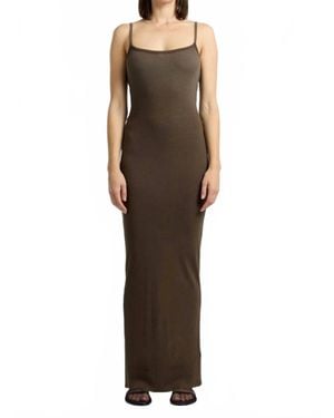 Cotton Citizen Verona Spaghetti Maxi Dress - Brown