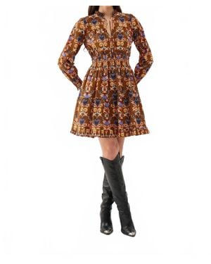 Beyond By Vera Alice Printed A-Line Mini Dress - Brown