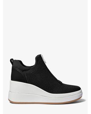 MICHAEL Michael Kors Michael Kors Emmy Mesh Zip-Up Wedge Sneaker - Black