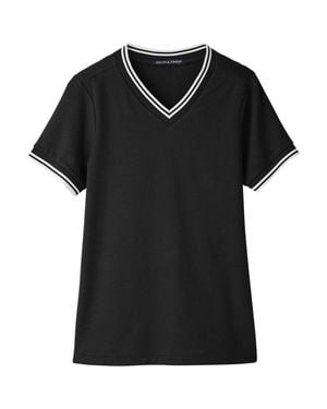 Devon & Jones Crownlux Performanceplaited Tipped V-Neck Shirt - Black