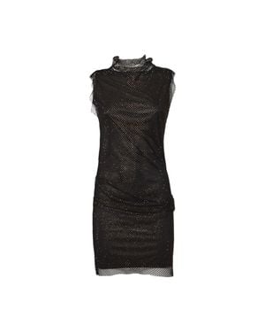 Sportmax Fitted Mini Dress With Textured Mesh Overlay - Black