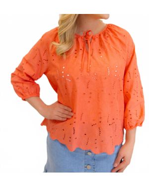 Charlie b 3/4 Raglan Sleeve Blouse With Ties - Orange