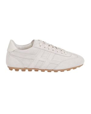 Hogan H693 Monochromatic Calf Leather Sneakers - White