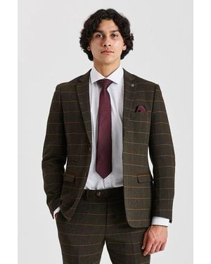 Paul Andrew Blazer Tweed Herringbone Check Wool Blend Sport Coat - Black