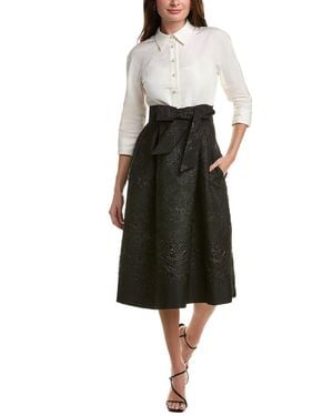 Teri Jon Elbow Sleeve Midi Dress - Black