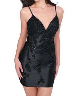 Faviana Mini Satin Dress - Black