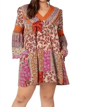 Davi & Dani Danielle Colorblock A-Line Dress Plus - Red