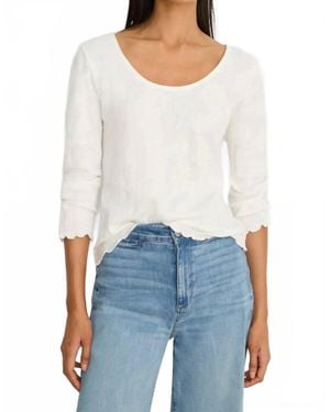 NIC+ZOE Lace Knit Scoopneck 3/4 Sleeve Tee - White