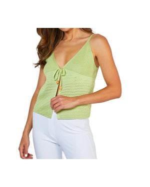 French Kyss Spaghetti Strap Detail Tank Top - Green